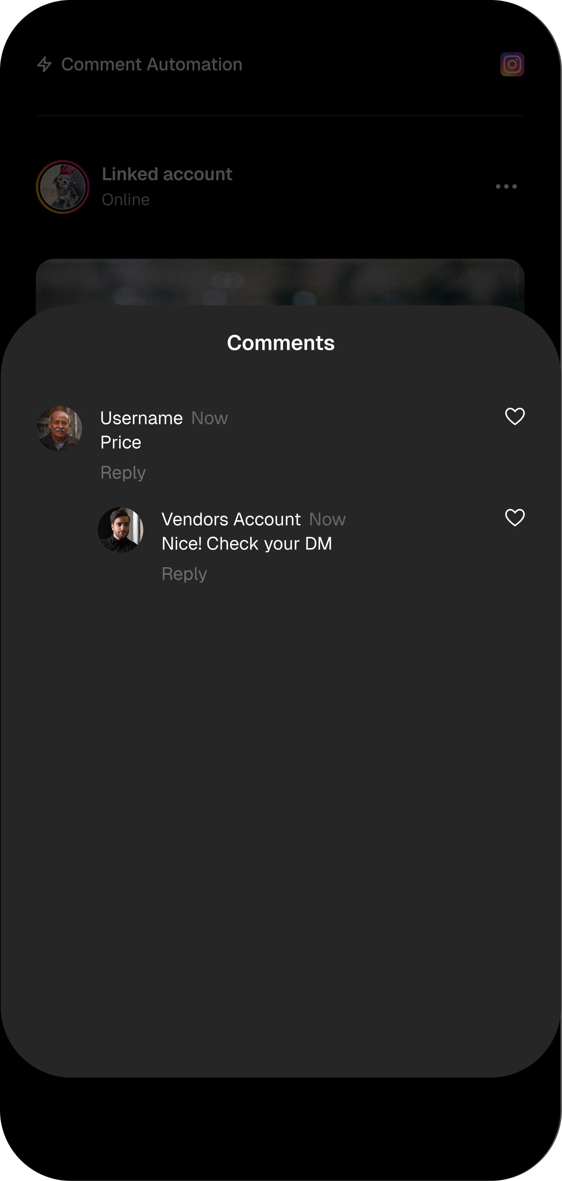Instagram comment automation preview